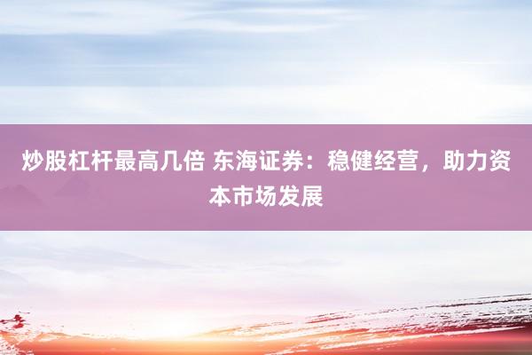 炒股杠杆最高几倍 东海证券：稳健经营，助力资本市场发展