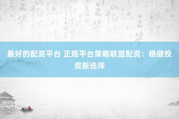 最好的配资平台 正规平台策略联盟配资：稳健投资新选择