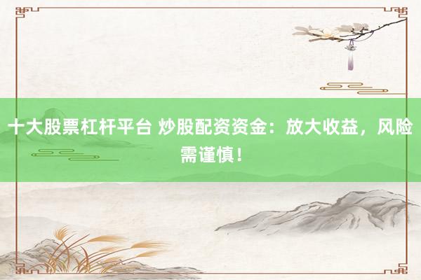十大股票杠杆平台 炒股配资资金：放大收益，风险需谨慎！
