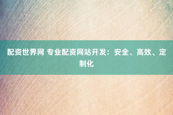 配资世界网 专业配资网站开发：安全、高效、定制化