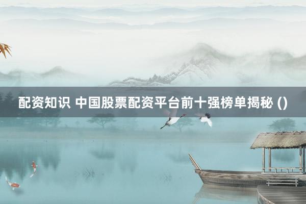 配资知识 中国股票配资平台前十强榜单揭秘 ()